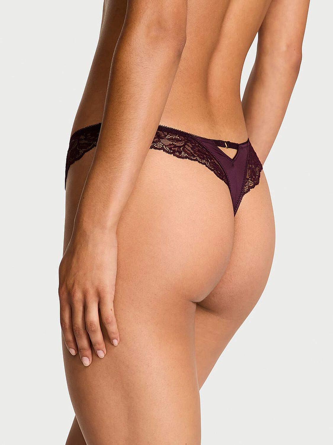 vs Very Sexy Rose Lace-Trim High-Leg Thong Panty Winter Wine 2 of 3 