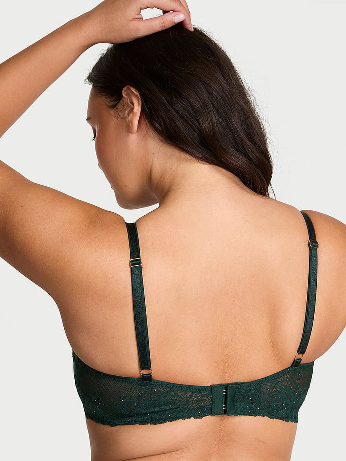 vs Very Sexy Rose Lace Shimmer Unlined Peekaboo Balconette Bra Cilantro 2 of 3 