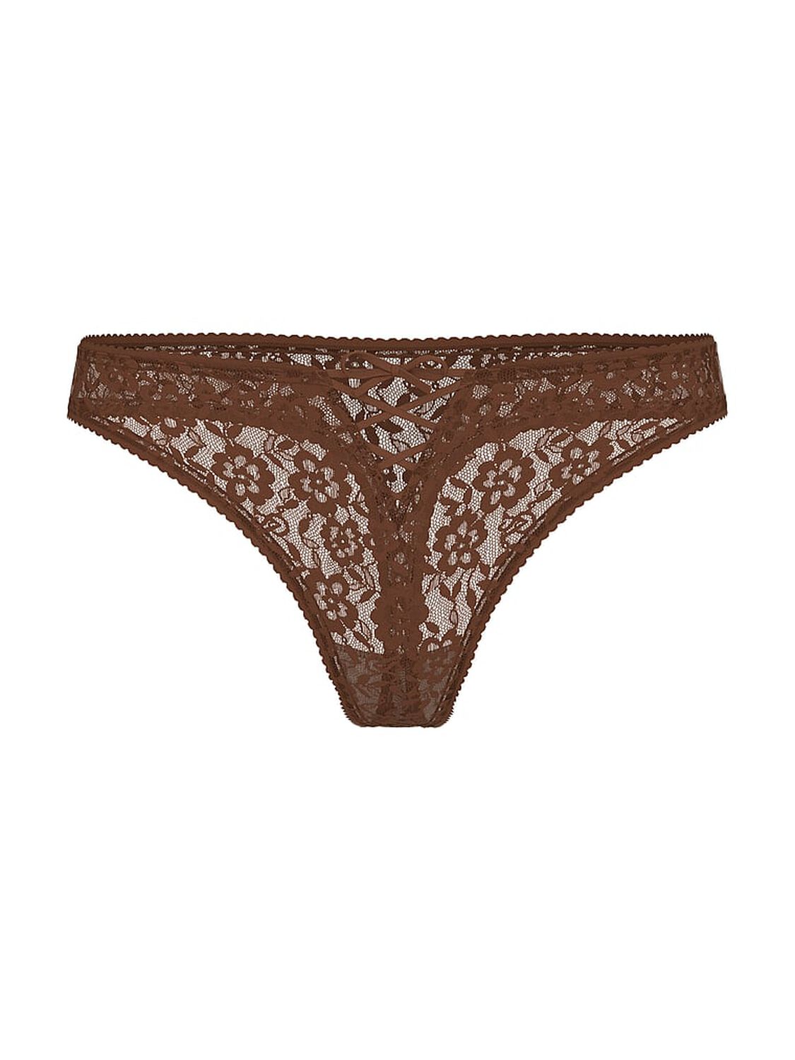 vs The Lacie Lacie Lace-Up Bow Thong Panty Ganache 3 of 5 