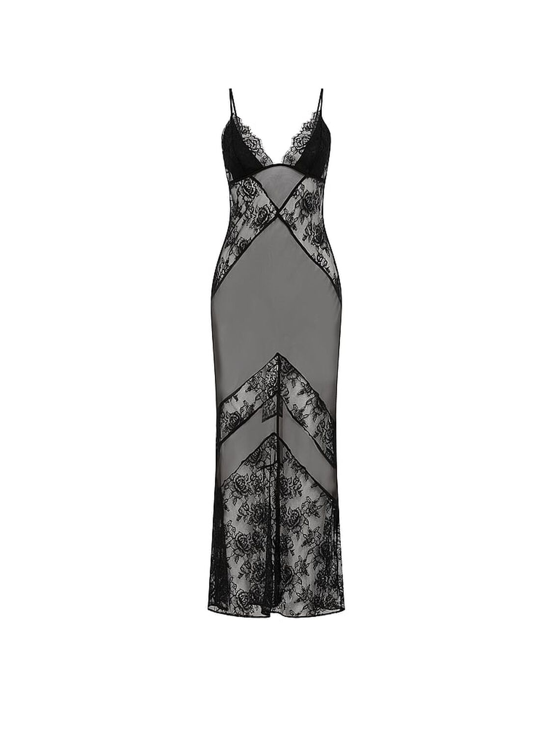 vs Very Sexy Chiffon & Rose Lace Maxi Slip Dress Black 3 of 3 