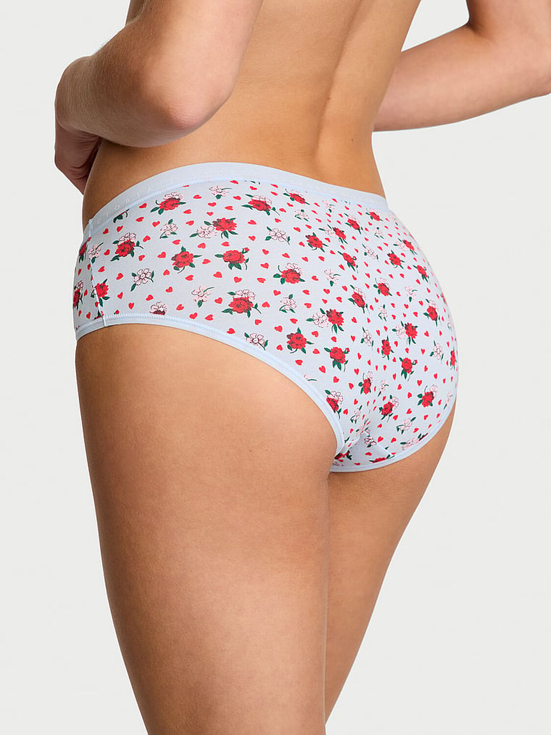 vs Victoria's Secret Stretch Cotton Hiphugger Panty Light Blue Roses 2 of 3 