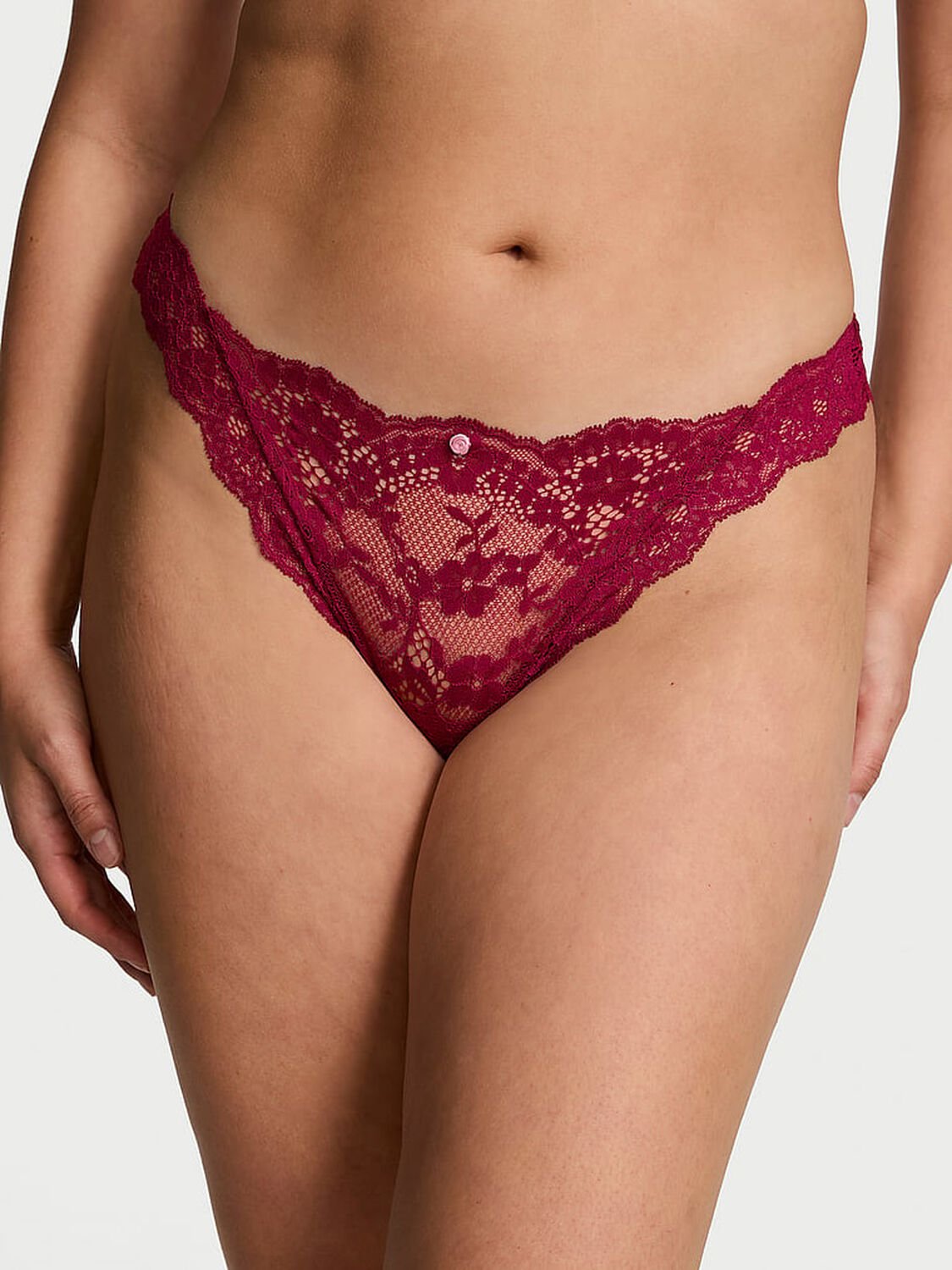 vs Dream Angels Lace Thong Panty Campari Red 1 of 4 