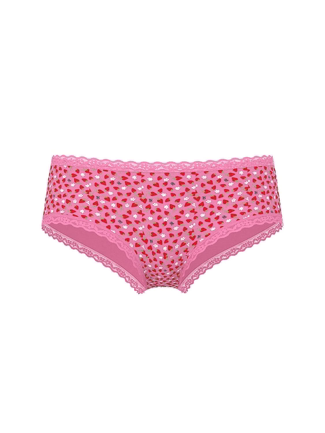 vs Lace Trim Cotton Lace-Waist Cheeky Panty Pink Sugar Strawberries 3 of 3 