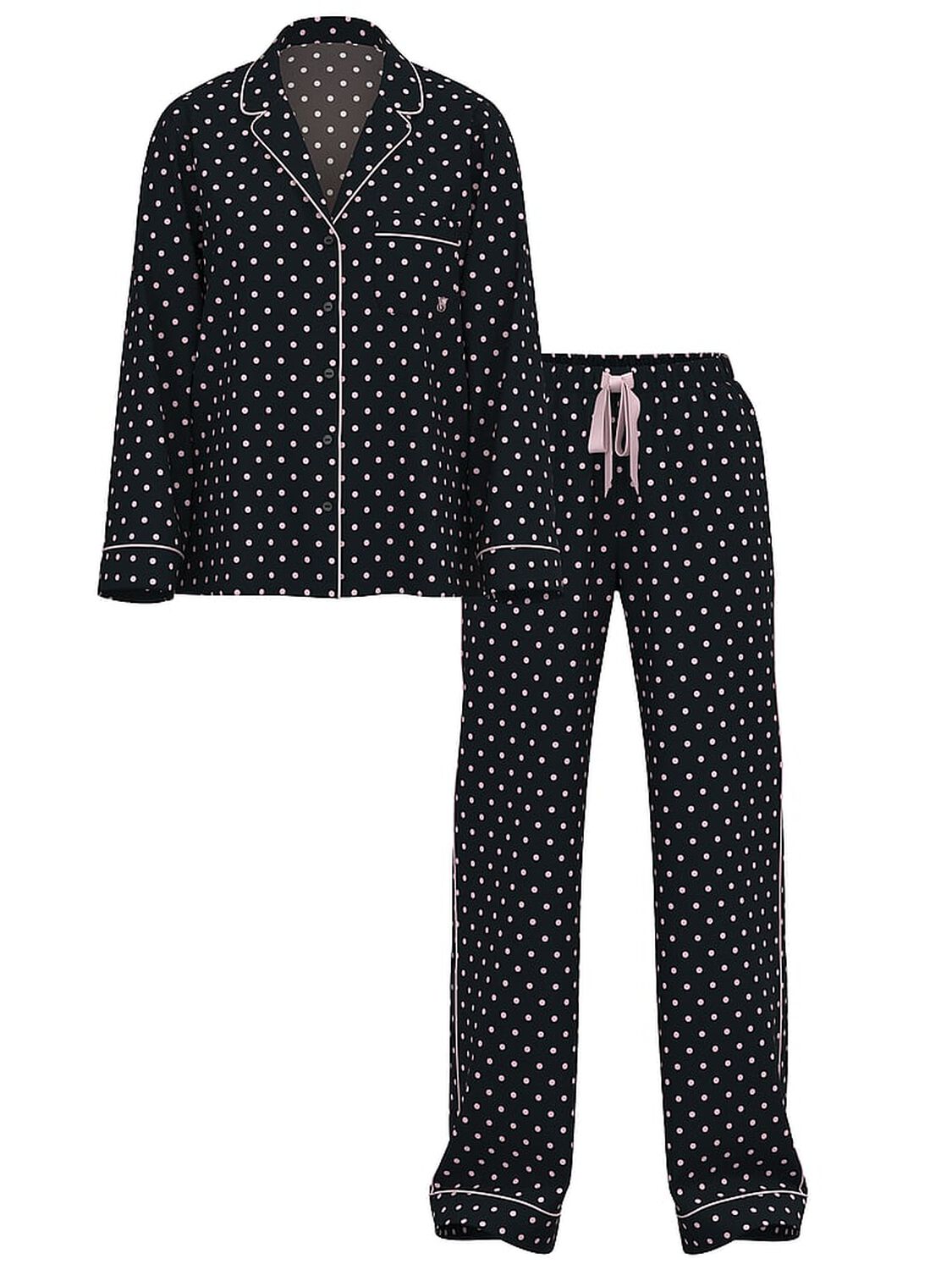 vs Victoria's Secret Flannel Long Pajama Set Black/Pretty Blossom Dot 3 of 3 