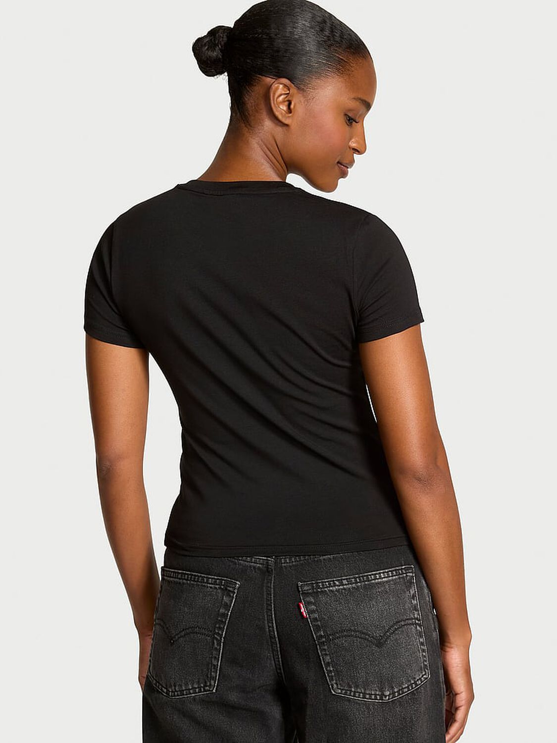 vs Angel Essentials Stretch Cotton Fitted Tee Pure Black 2 of 2 