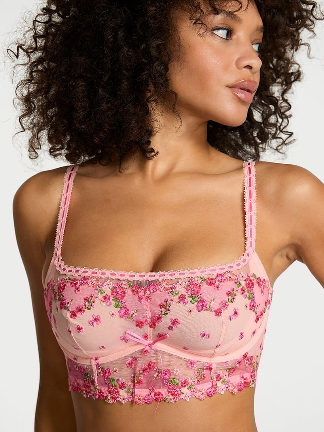 vs Dream Angels Hearts & Roses Embroidery Bra Top Pink Hearts & Roses 1 of 4 