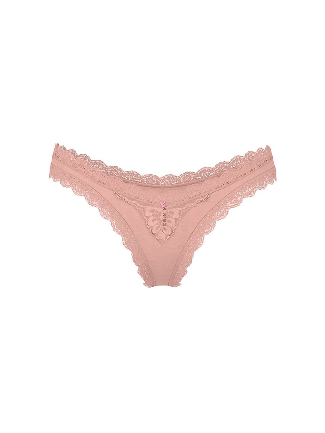 vs Dream Angels Lace-Trim Brazilian Panty Royal Pink 1 of 2 