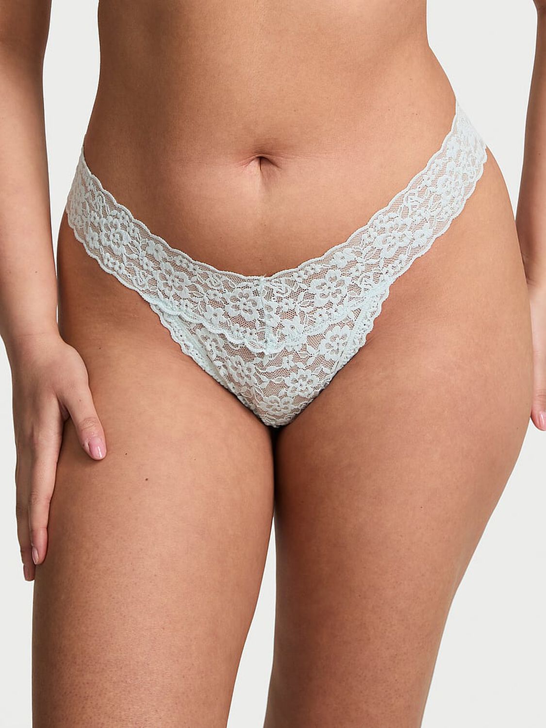 vs The Lacie Blossom Lace Strappy-Back Thong Panty Tradewinds Blue 1 of 3 
