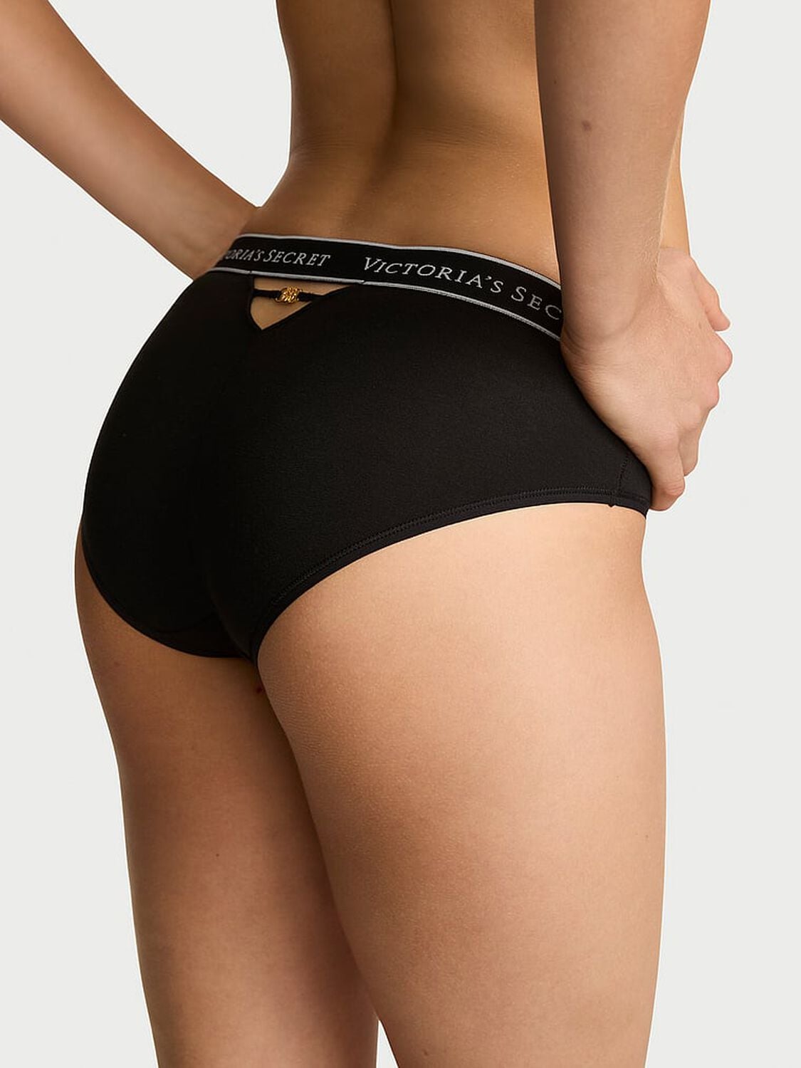 vs Cotton Logo Cotton Strappy Hiphugger Panty Black 2 of 3 