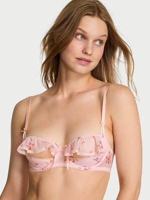 Wicked Unlined Sheer Flutter Open-Cup Balconette Bra