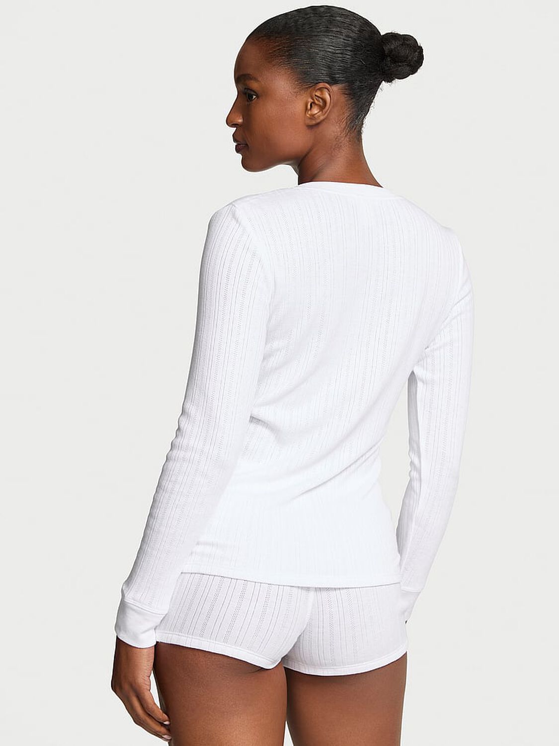 vs Victoria's Secret Cozy Pointelle Henley Short Pajama Set Vs White 2 of 2 