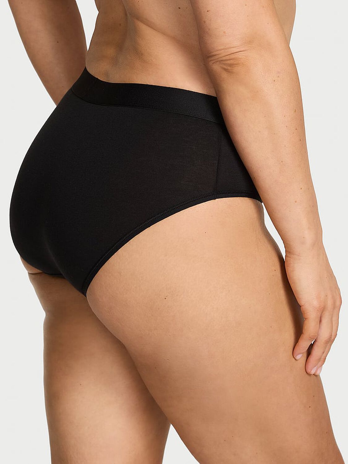 vs Cotton Logo Cotton Shine Patch Hiphugger Panty Black 1 of 2 