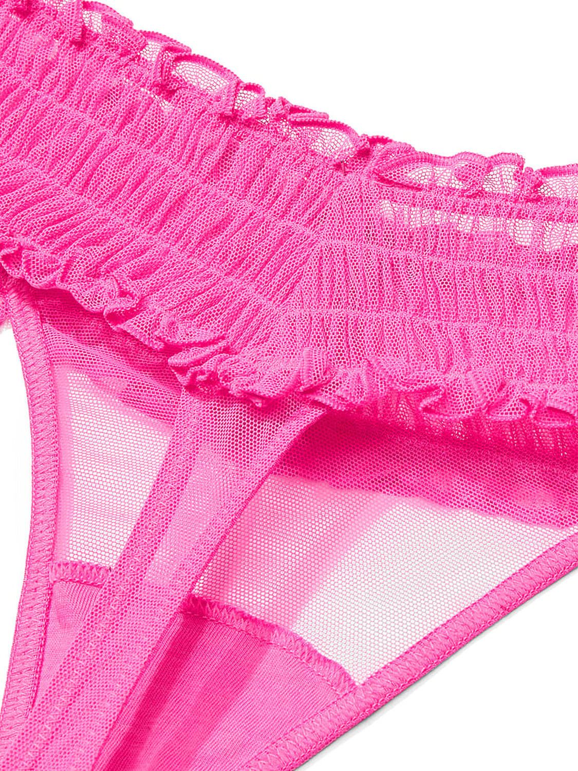 vs The Lacie Smocked Mesh Thong Panty Ultra Pink 4 of 4 