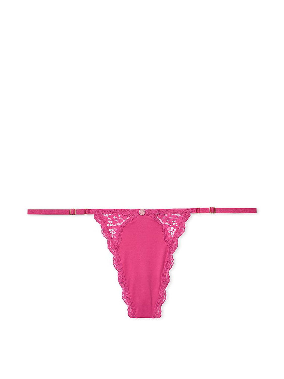 vs Dream Angels Lace-Trim Adjustable V-String Panty Luscious Rose 3 of 4 