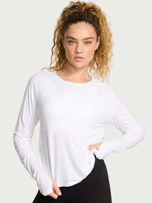 VSX Drapey Knit Long-Sleeve Open-Back Tee