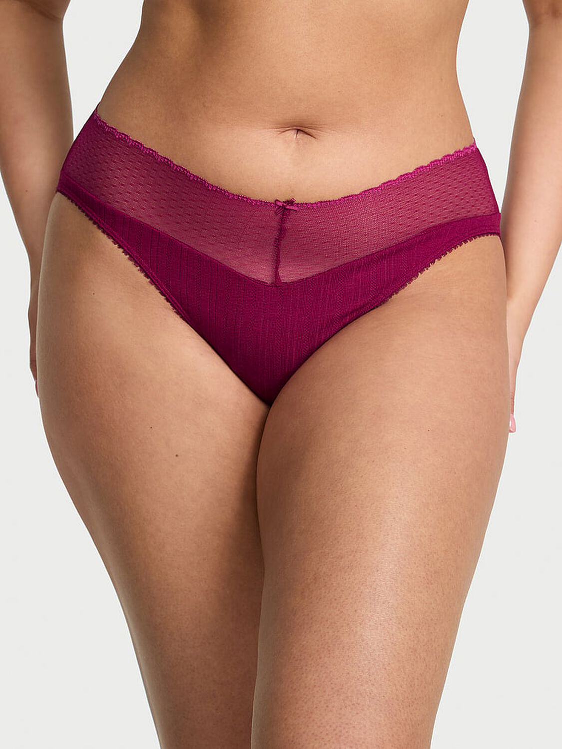 vs Victoria's Secret Lace Pointelle High-Leg Brief Panty Fresh Jam 1 of 2 
