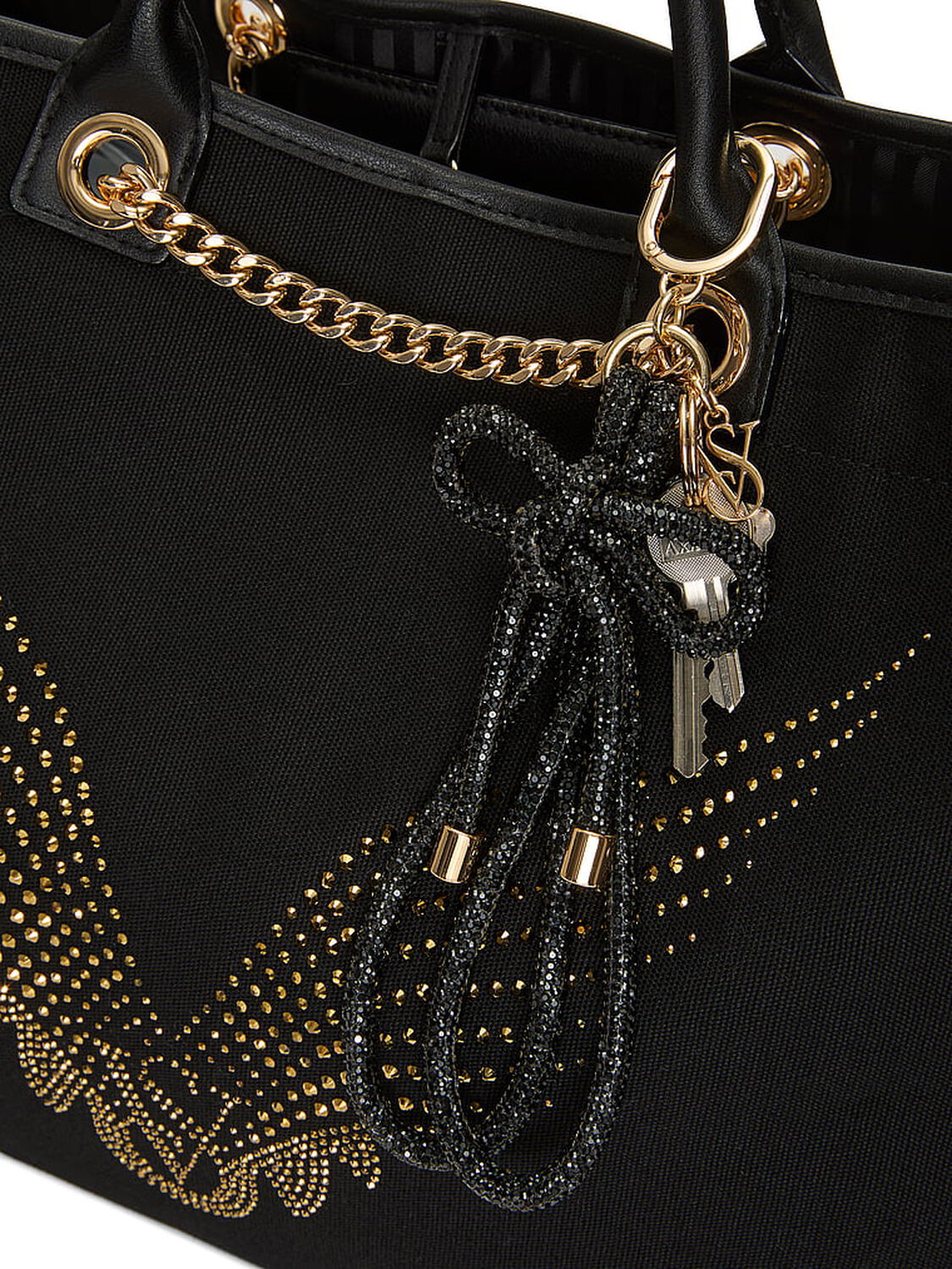 vs Victoria's Secret Knotted Shine Wristlet Strap Keychain Black 3 of 3 