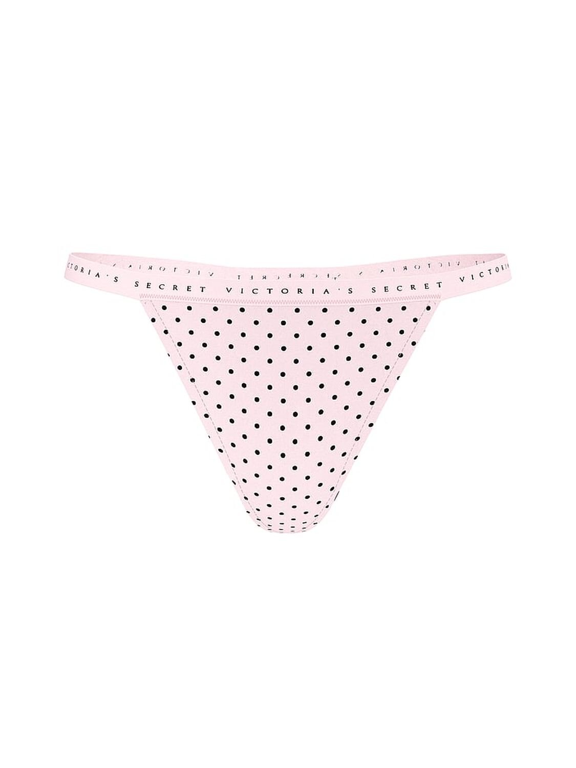 vs Victoria's Secret Stretch Cotton V-String Panty Pink Dot 1 of 2 