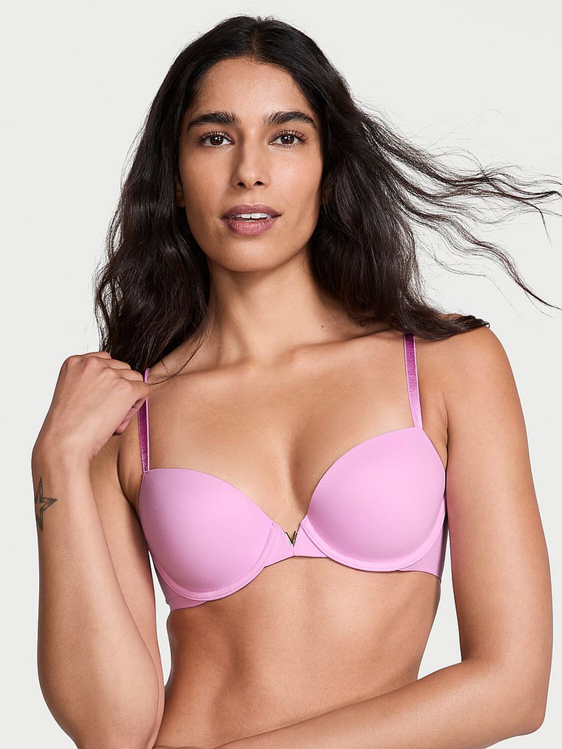 vs Love Cloud Smooth Lightly Lined Plunge Demi Bra Bikini Pink 1 of 3 