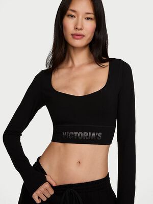 Cotton Long-Sleeve Crop Top