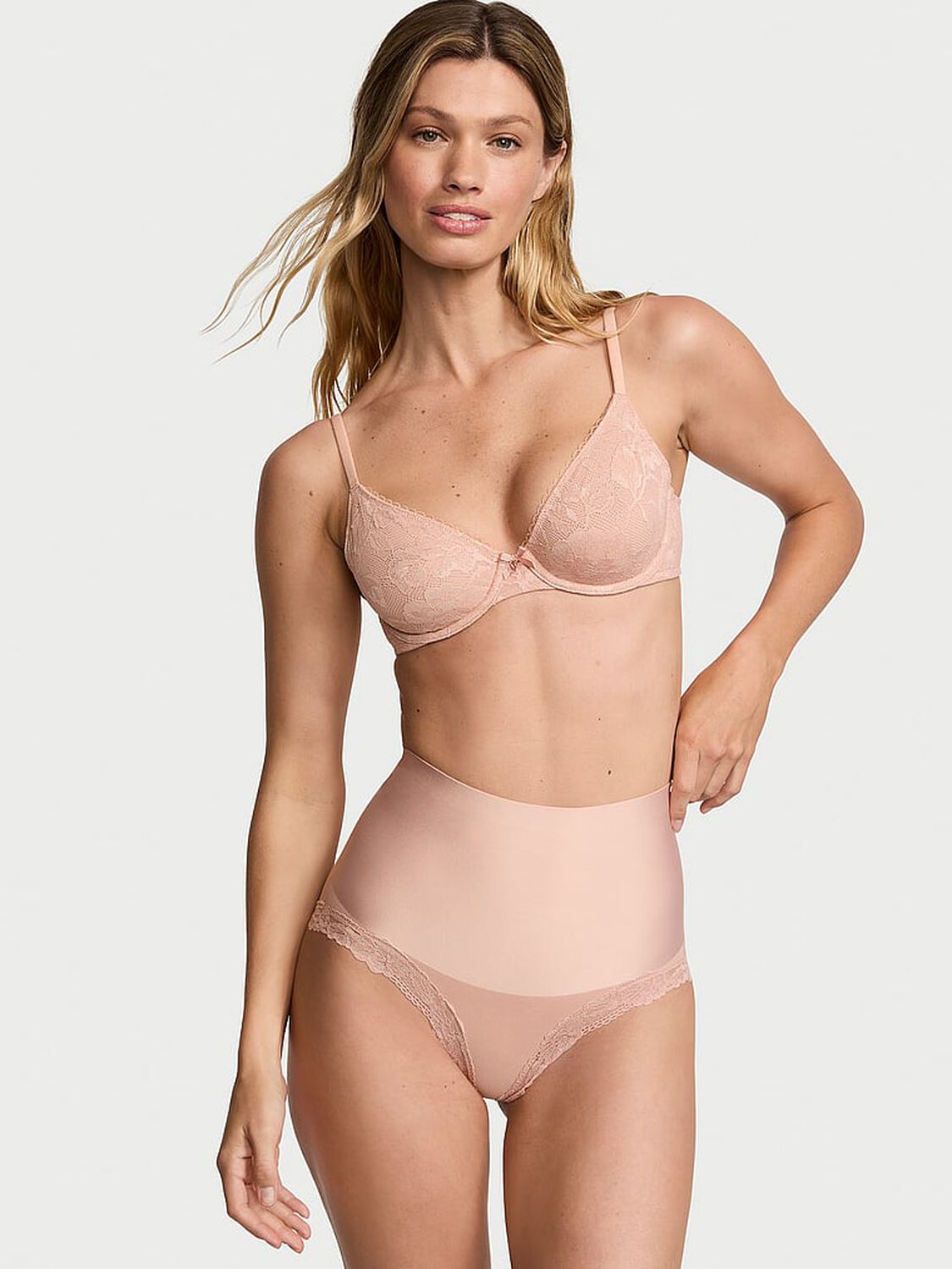 vs Body By Victoria Invisible Lift Unlined Lace Demi Bra Macaron 4 of 5 