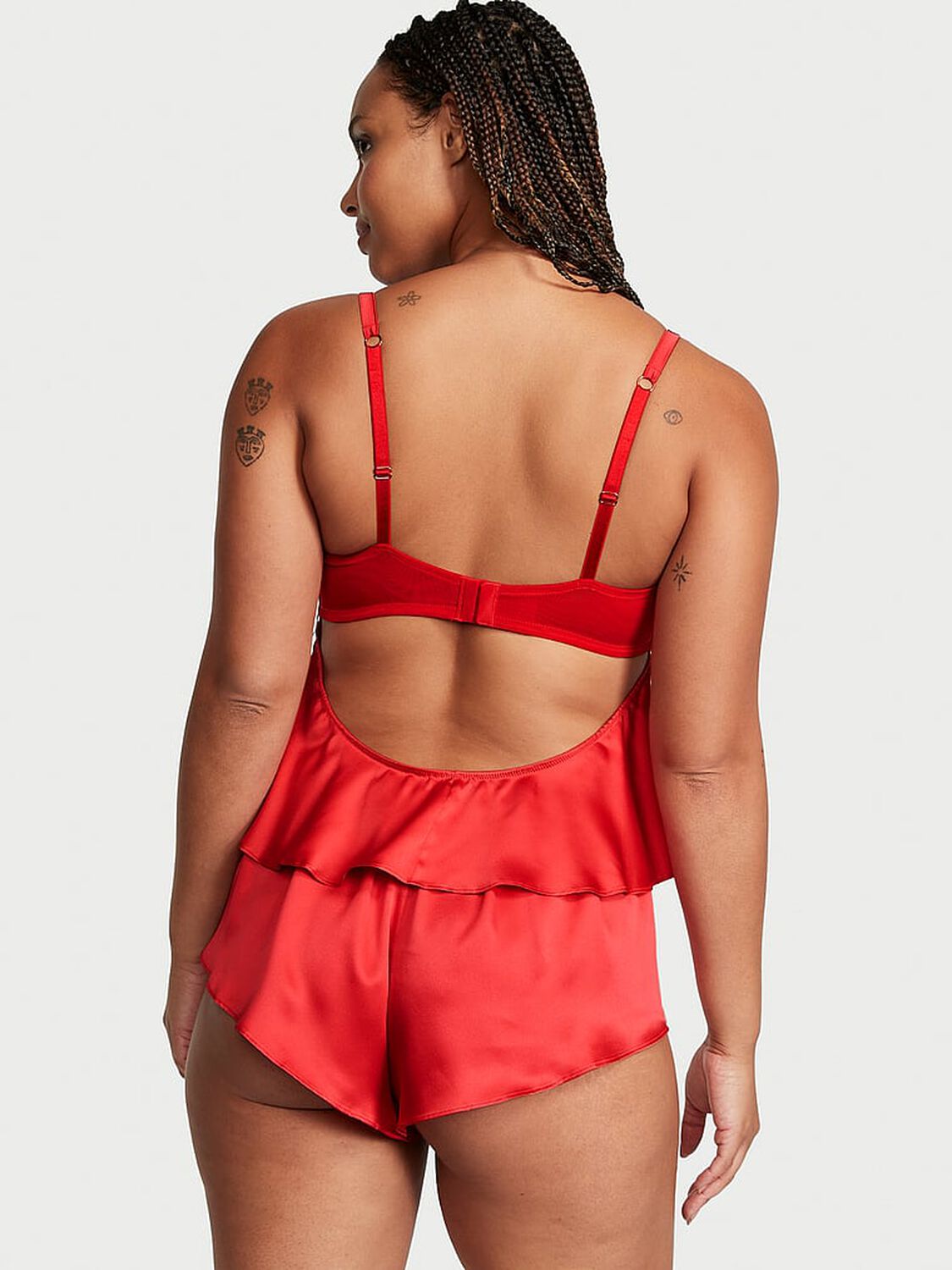 vs Victoria's Secret Bow-Topped Satin Cami Set Black 2 of 4 