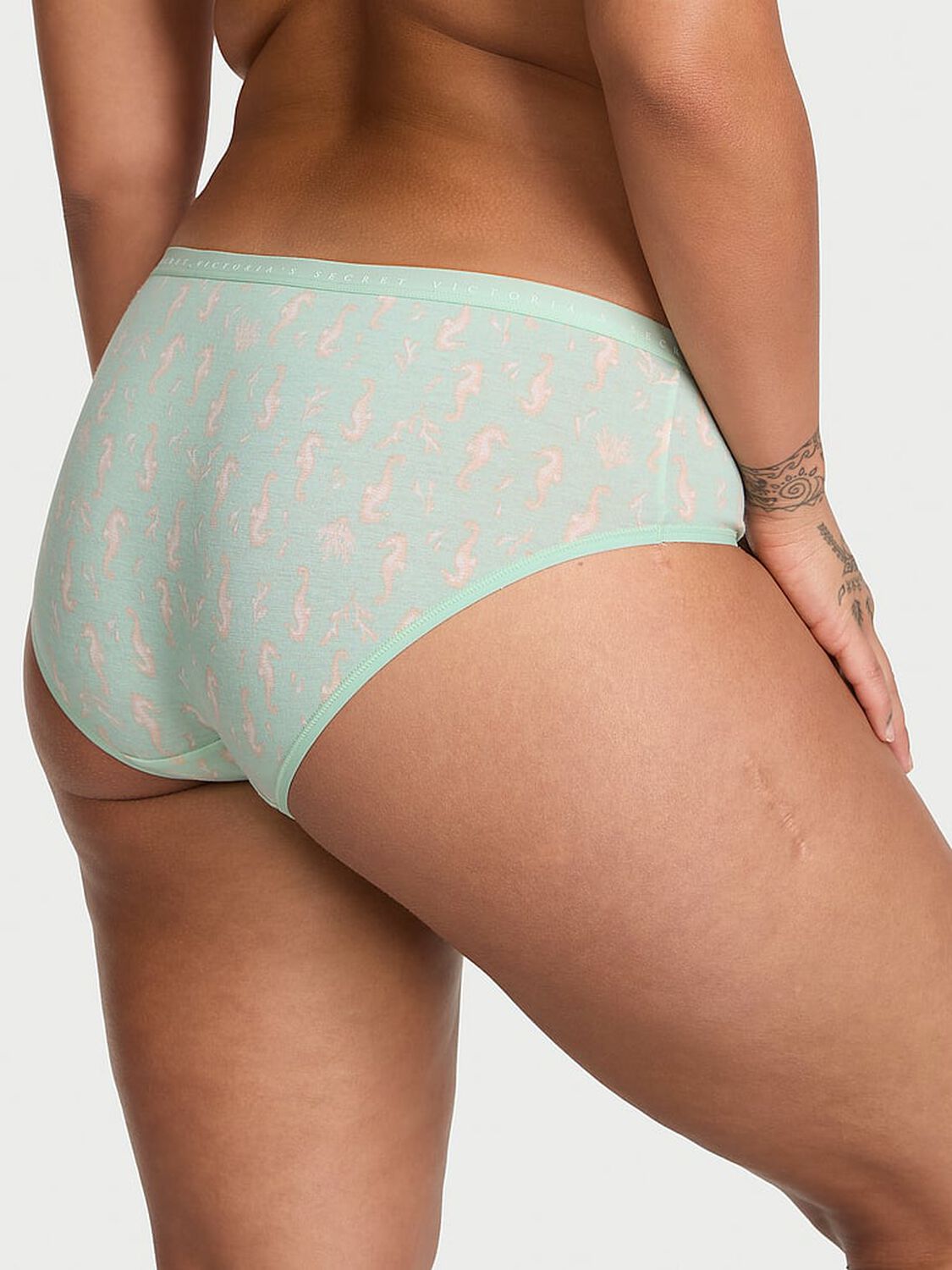 vs Victoria's Secret Stretch Cotton Hiphugger Panty Pretty Mint Seahorses 2 of 3 