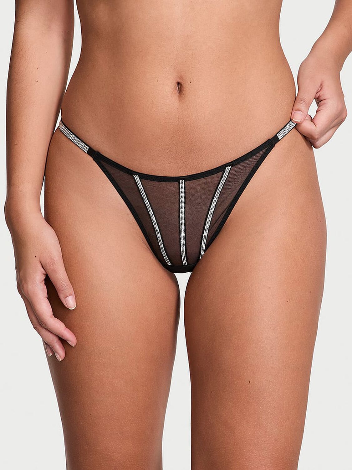 vs Very Sexy Sheer Shine Thong Panty Black 1 of 4 