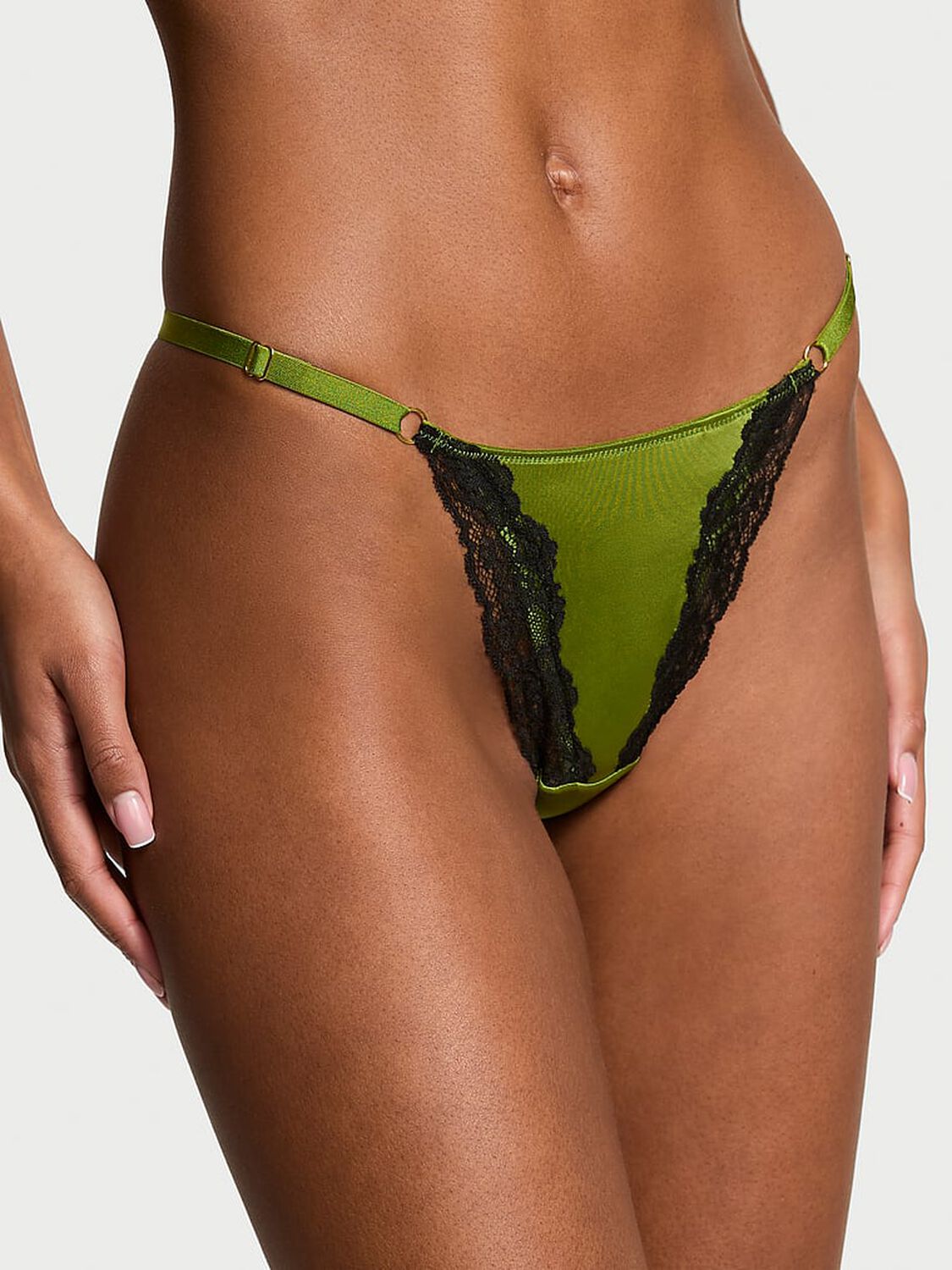 vs Very Sexy Lace-Trim High-Leg Adjustable V-String Panty Perfect Pear 1 of 4 