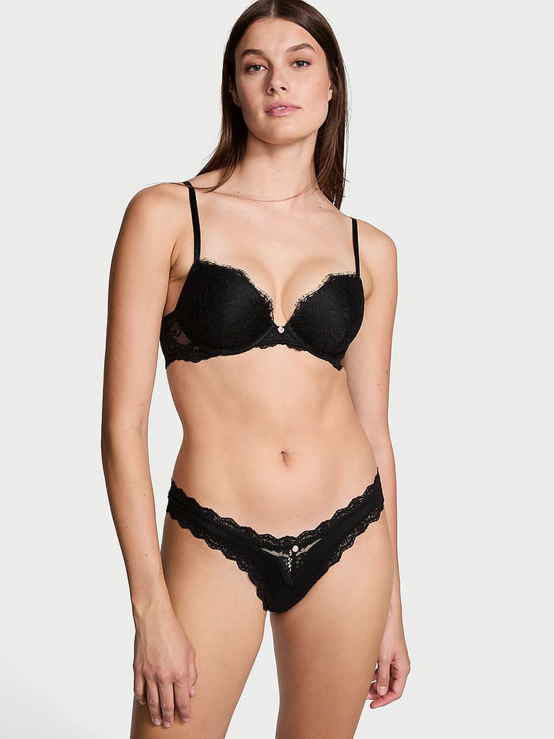vs Dream Angels Lace-Trim Brazilian Panty Black 4 of 4 