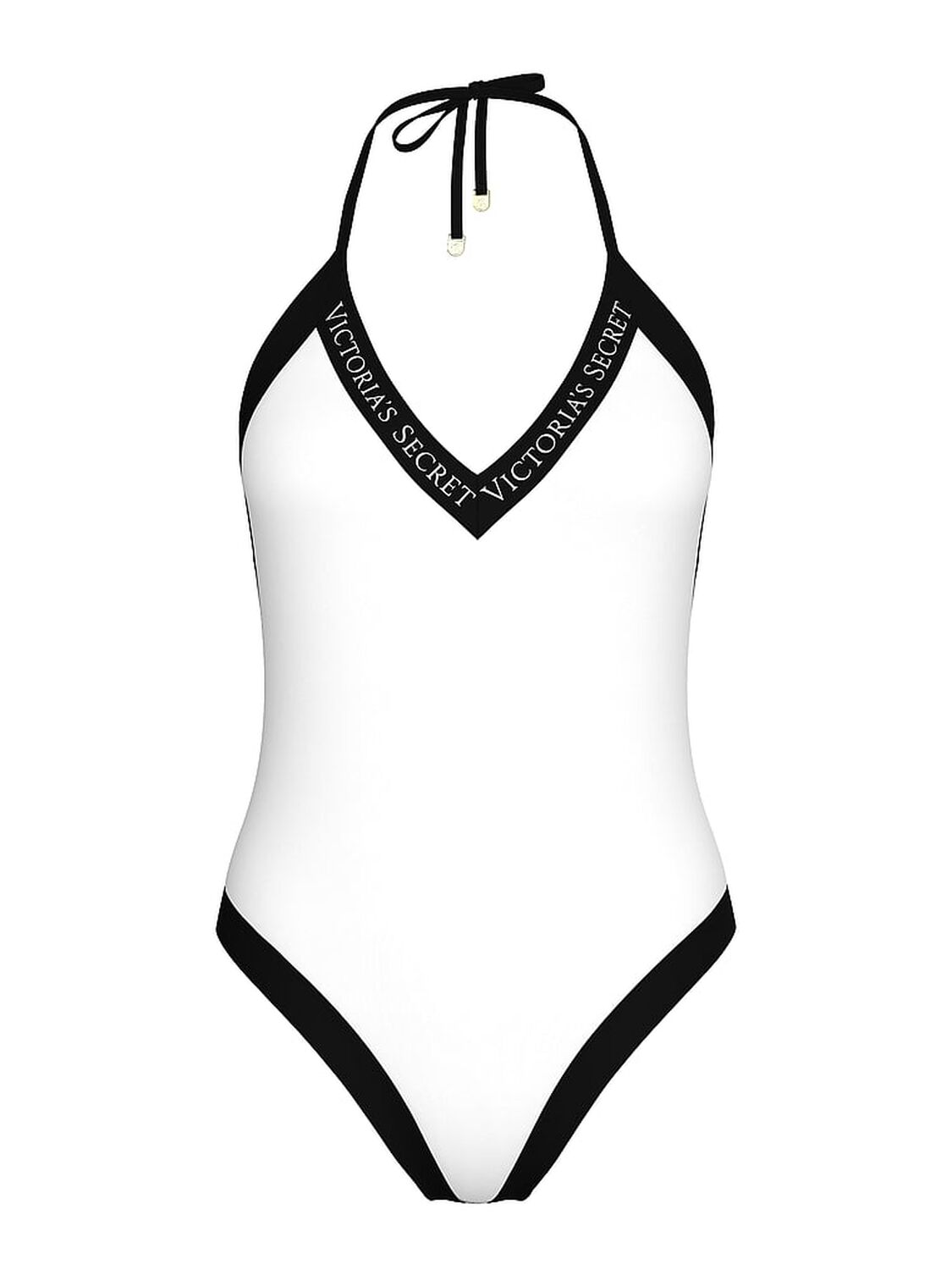 vs Victoria's Secret Swim Iconic Logo Plunge One-Piece Swimsuit Vs White 3 of 3 
