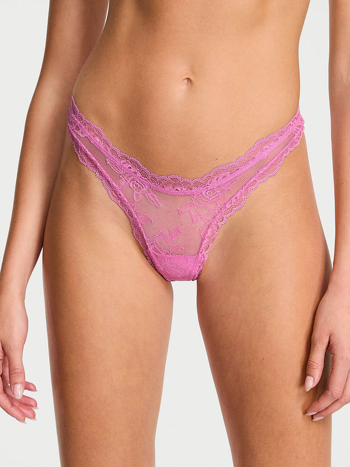 vs Very Sexy Rose Lace High-Leg Thong Panty Playful Rose 1 of 3 