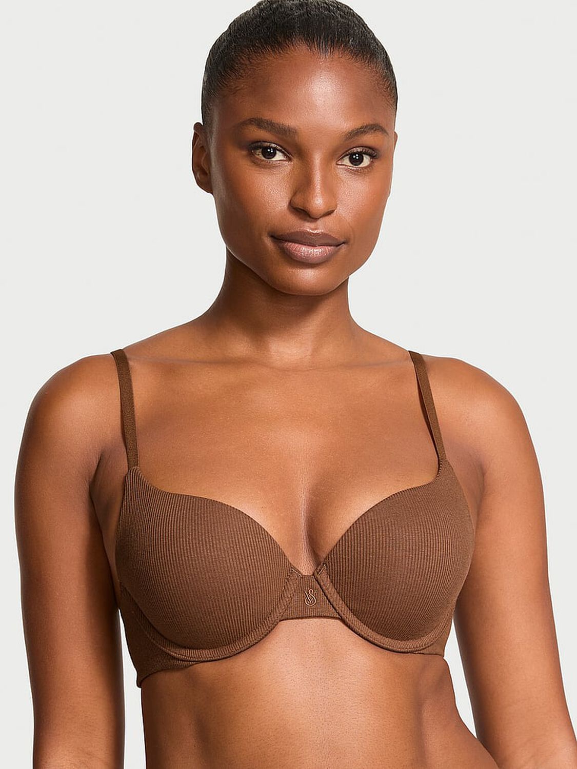 vs The T-Shirt Push-Up Perfect Shape Ribbed Cotton Bra 1 of 3 