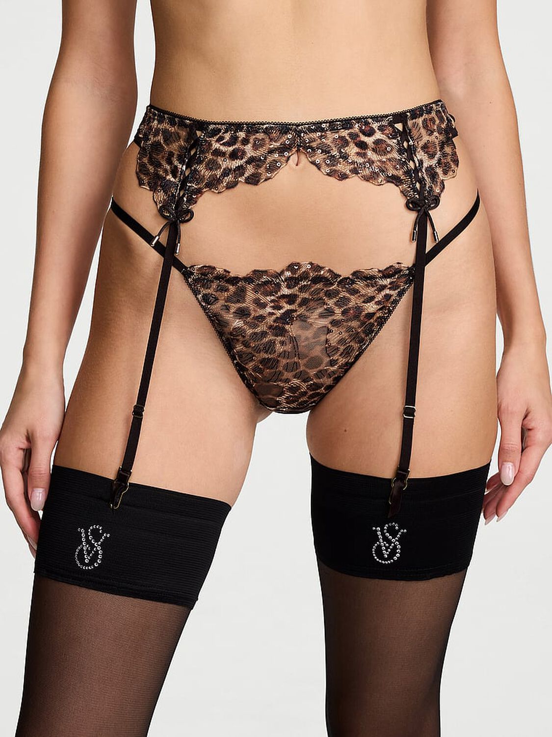 vs Very Sexy Geo Leo Embroidery Garter Belt Shimmer Geo Leo 1 of 2 