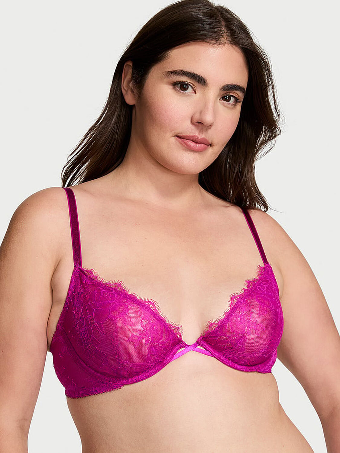 vs Very Sexy Rose Lace Unlined Low-Cut Demi Bra 1 of 4 