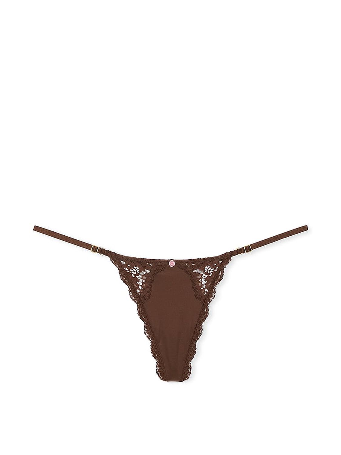 vs Dream Angels Lace-Trim Adjustable V-String Panty Ganache 3 of 3 