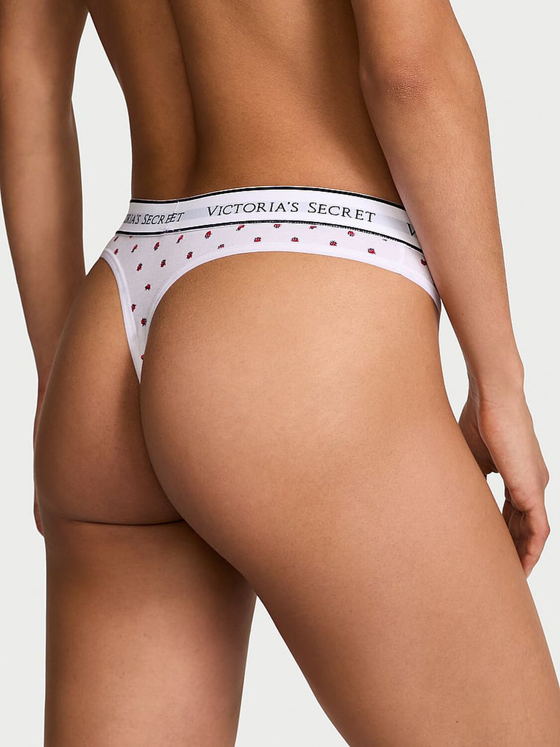 vs Cotton Logo Cotton Thong Panty White Ladybug 2 of 3 