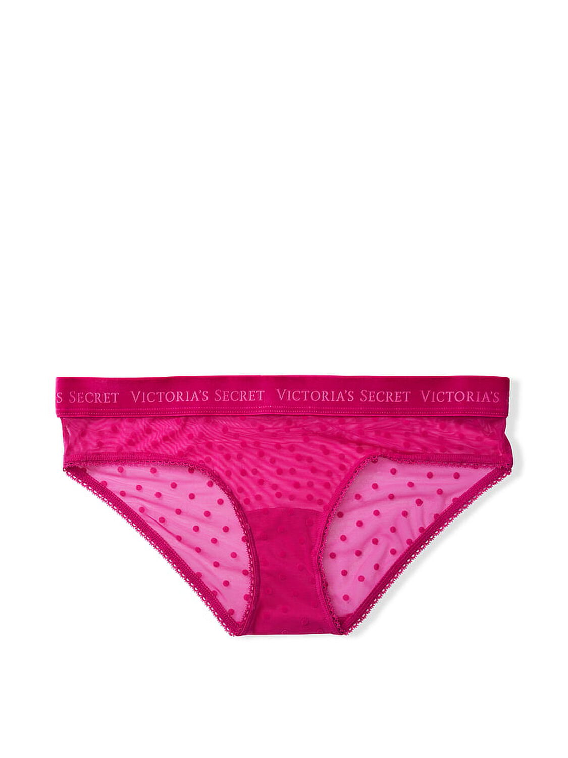 vs Victoria's Secret Logo Cotton Velvet Waistband Flocked Hiphugger Panty Berry Blush Flocking 3 of 3 