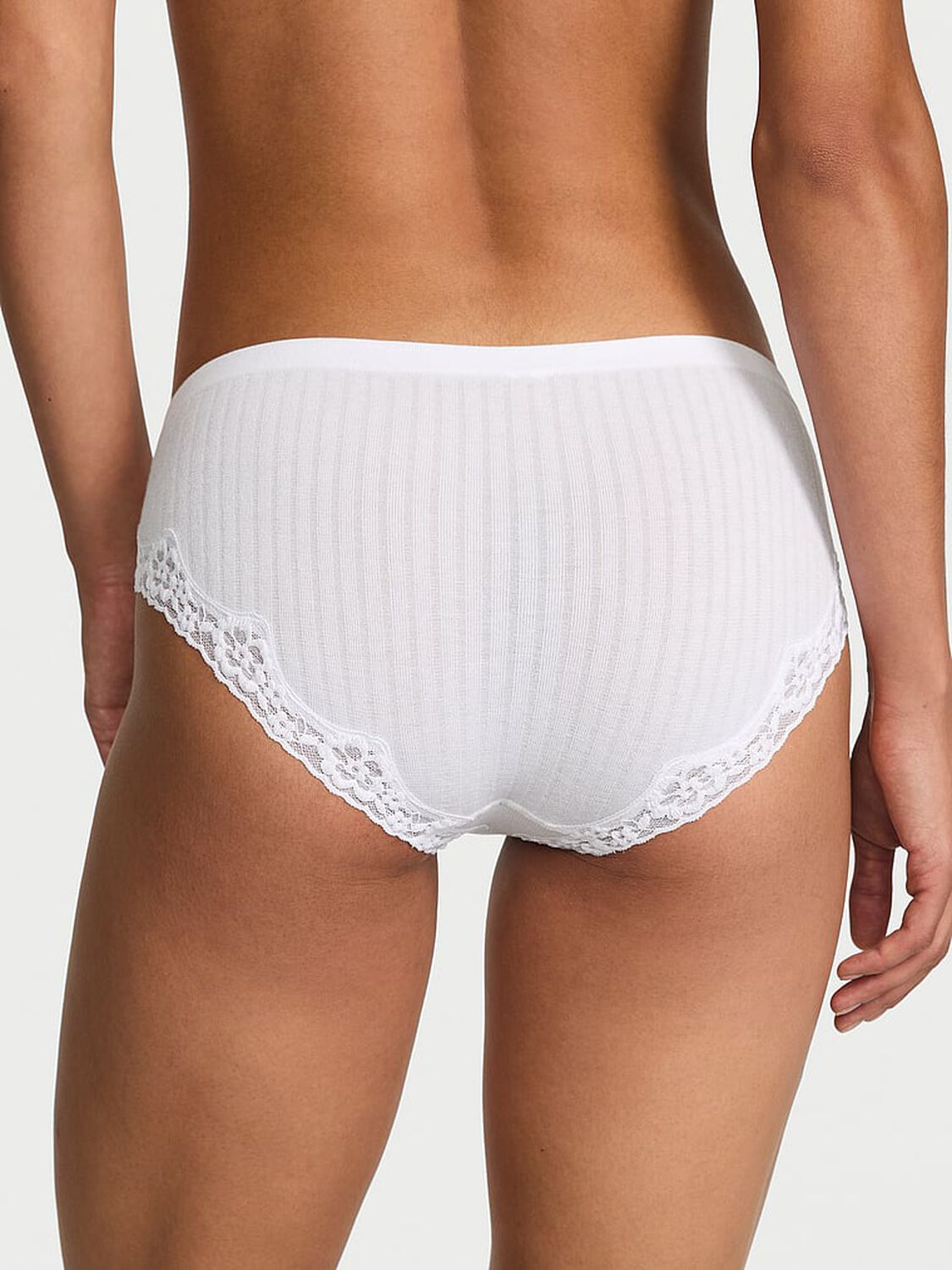 vs Seamless Seamless Rib Lace-Trim Hiphugger Panty Vs White 2 of 3 