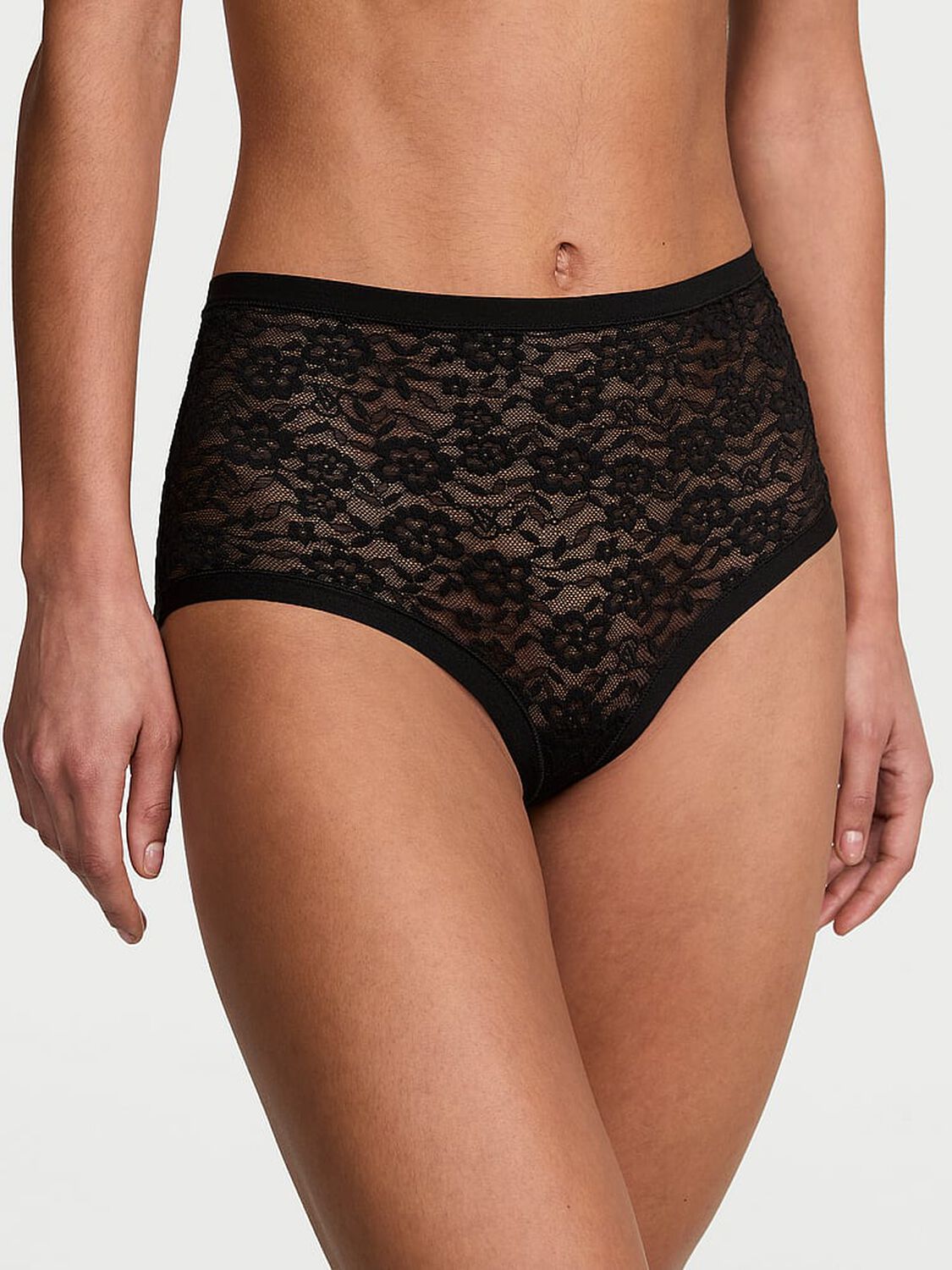 vs No-Show No-Show Lace High-Waist Brief Panty Black 1 of 3 