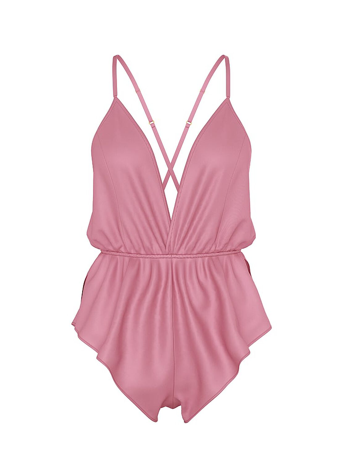 vs Victoria's Secret Satin Flutter Romper Dusk Mauve 1 of 4 