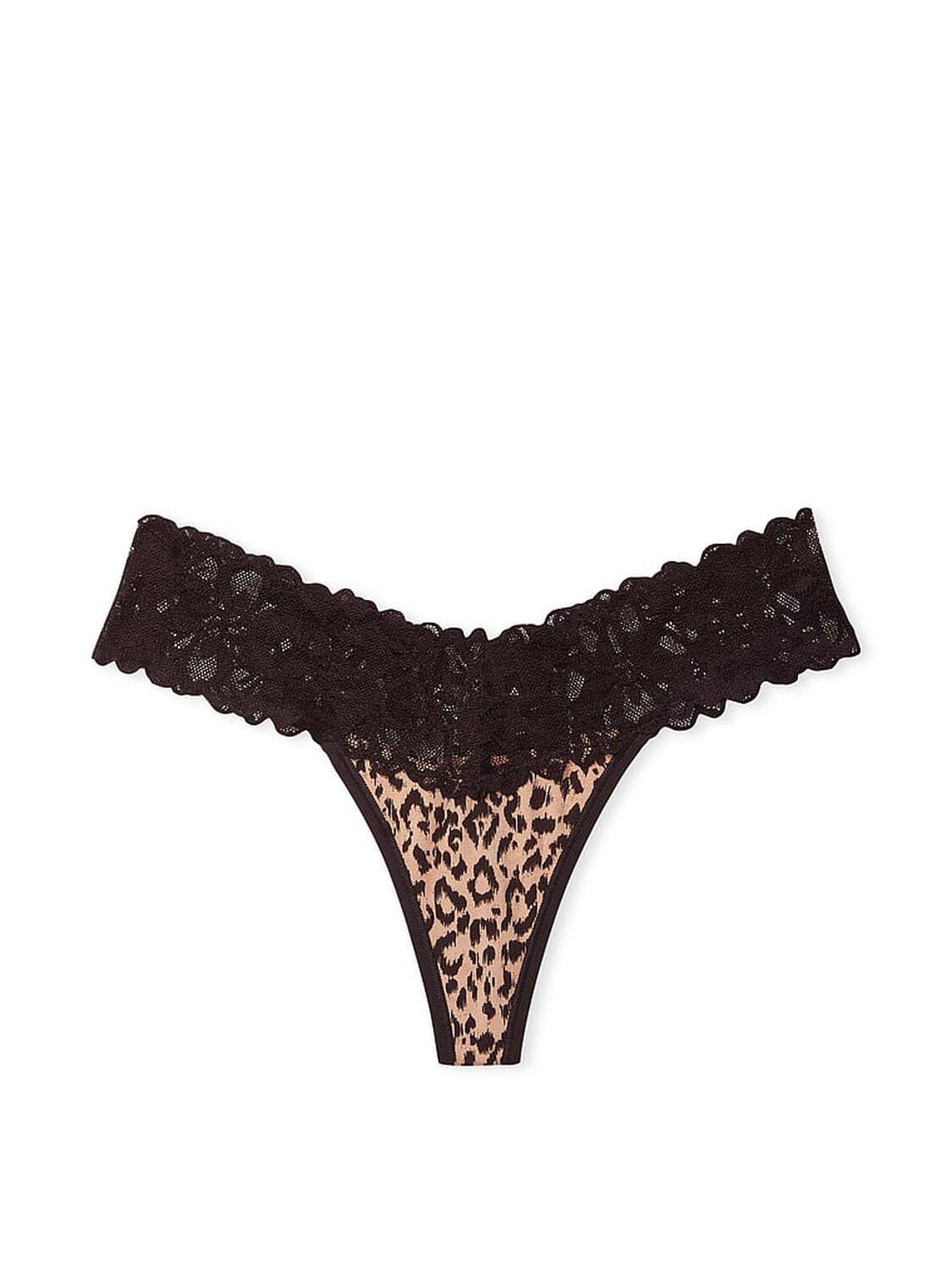 vs The Lacie Lace Waist Cotton Thong Panty Leopard 3 of 3 