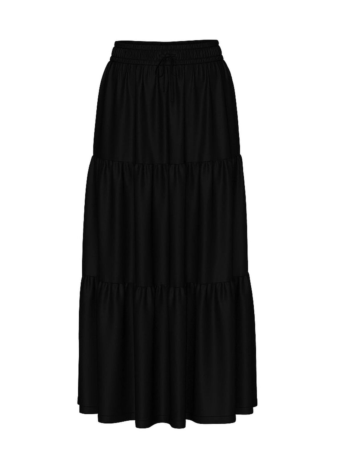 vs Pink Satin Tiered Maxi Skirt Black 3 of 3 