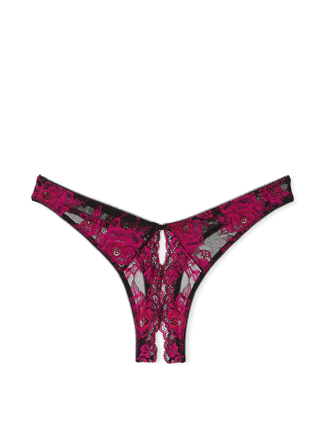 vs Very Sexy Rose Lace High-Leg Crotchless Thong Panty 1 of 1 