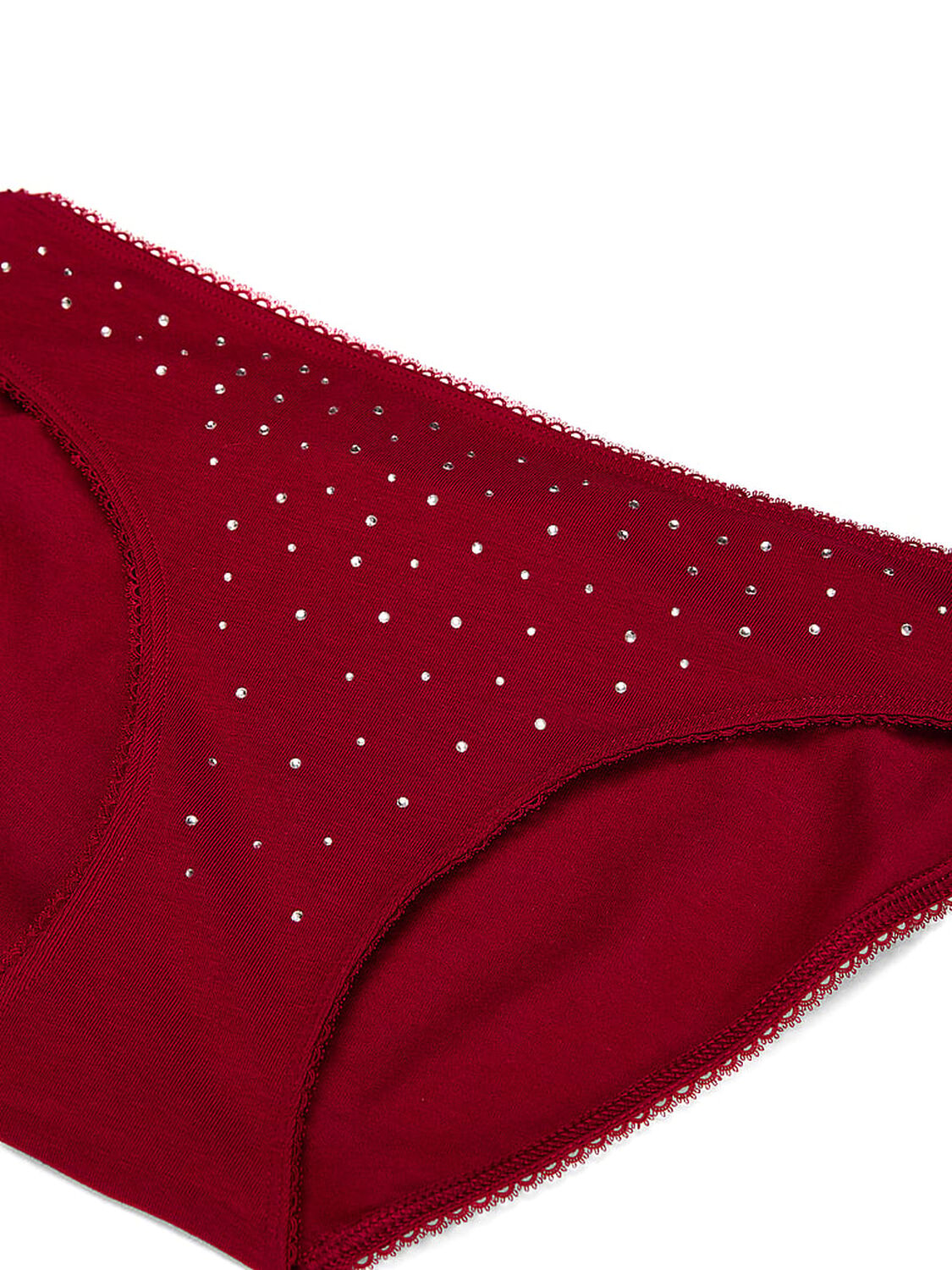 vs Victoria's Secret Stretch Cotton Sparkle Bikini Panty Red Lacquer Mistletoe 3 of 3 