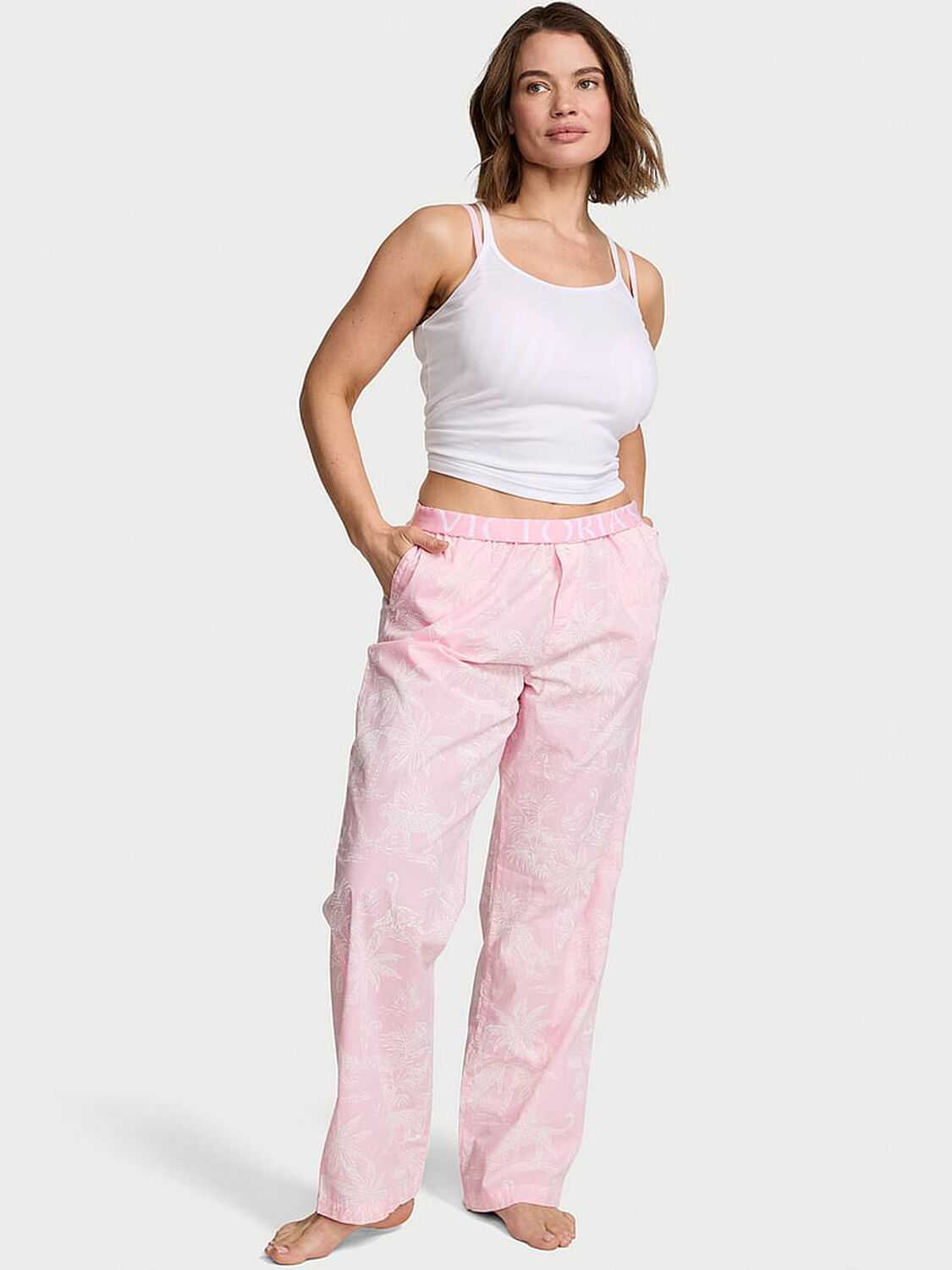 vs Victoria's Secret Mix & Match Heritage Cotton Pajama Pant Pink Jungle Toile 1 of 4 