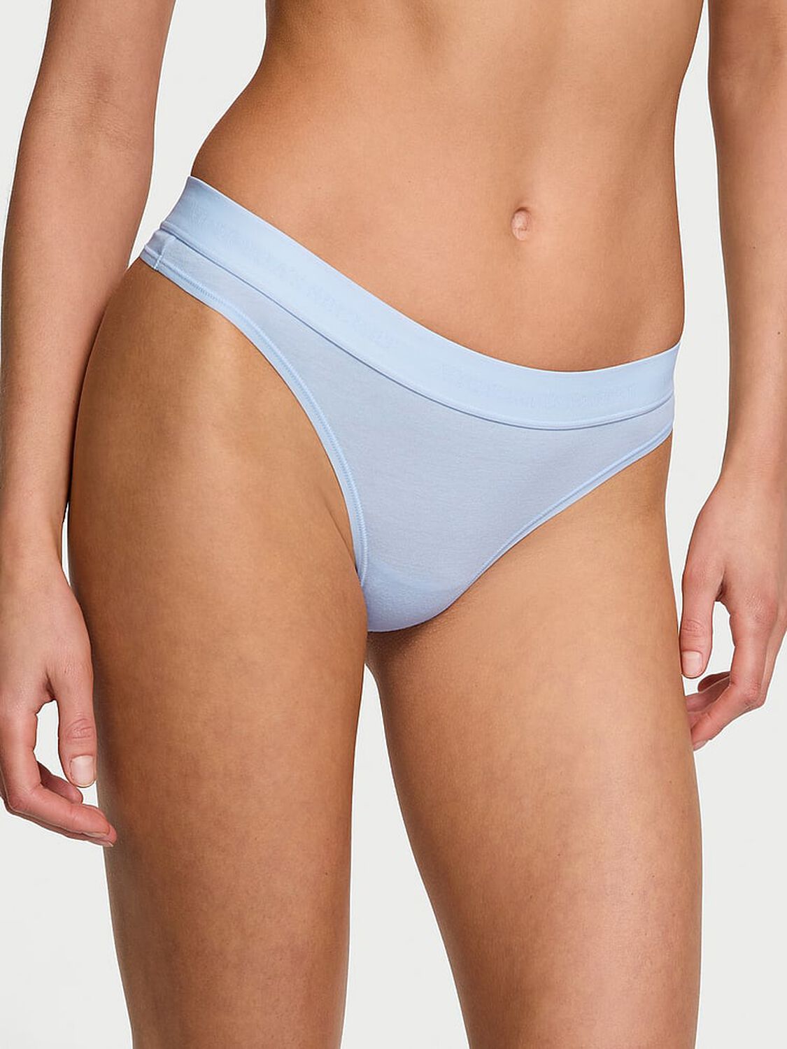 vs Cotton Logo Cotton Thong Panty Light Blue 1 of 2 