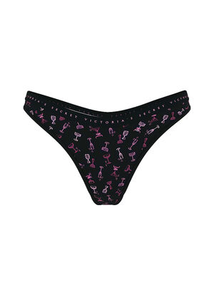 Stretch Cotton High-Leg Scoop Thong Panty