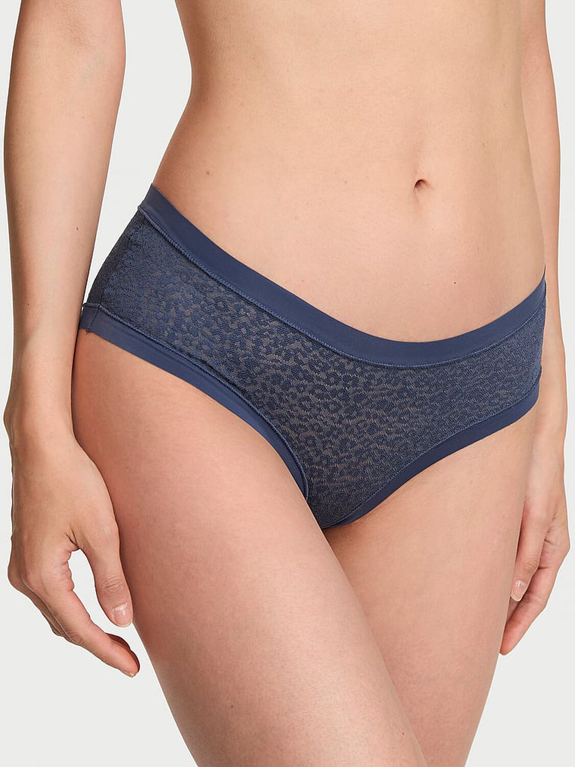 vs No-Show No-Show Leopard Lace Cheeky Panty Monaco Blue 1 of 2 