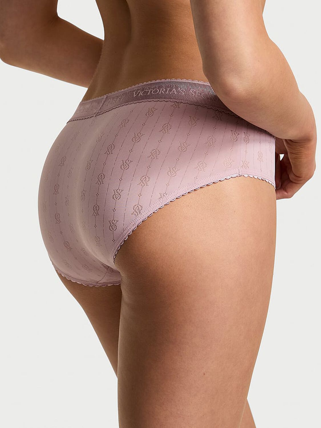 vs Cotton Logo Pointelle Hiphugger Panty Violet Pearl 2 of 3 